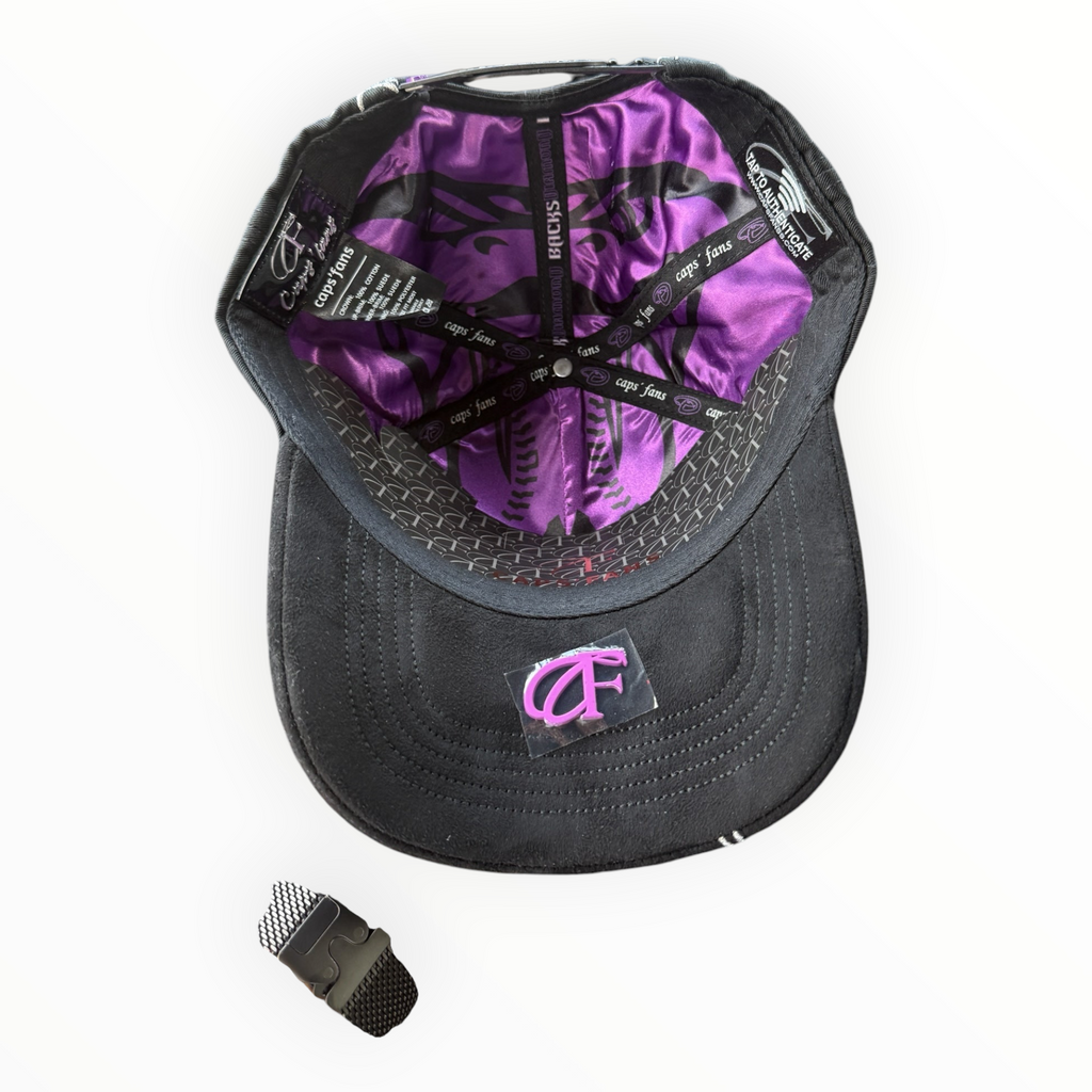 Hype Block Arizona Diamondbacks baseball cap interior showing purple satin lining with custom branding and snake print