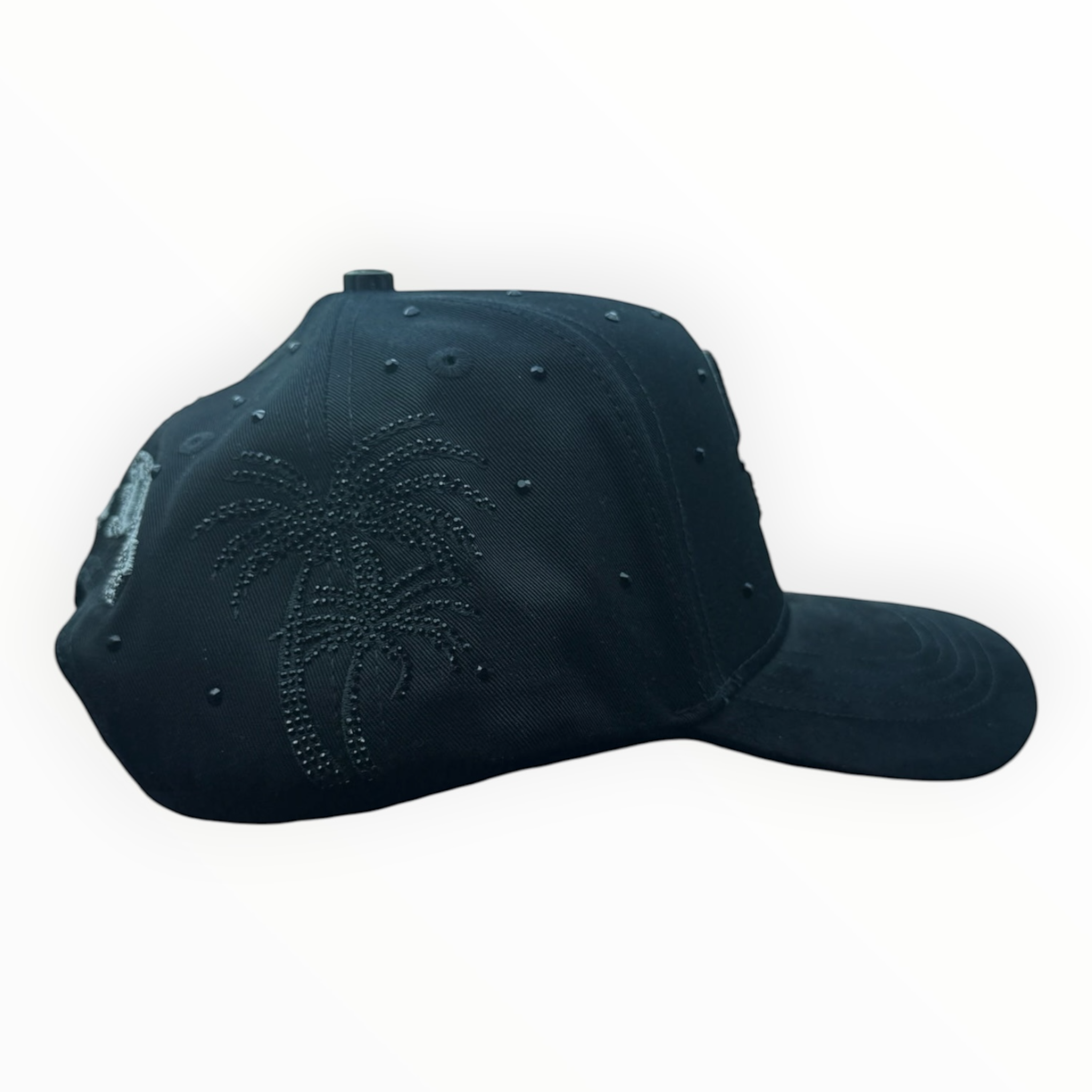 Hype Block San Diego Padres black snapback cap featuring rhinestone palm tree detailing on the side panel